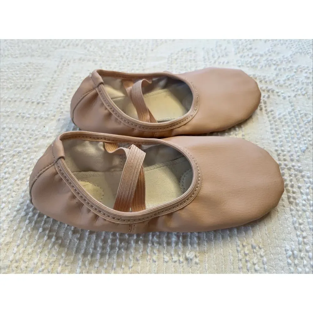 Stelle Girl's Sz 2 Ballet Shoes Slippers Spilt Sole Dance Pink Leather Youth